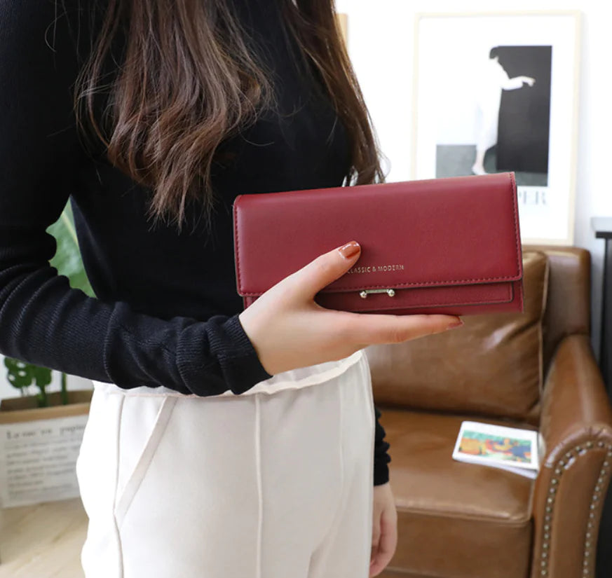 Women's Long Suede-Like Wallet