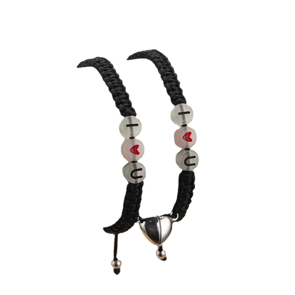 ILOVEYOU Heart Magnet Glow-in-the-Dark Couple Bracelet