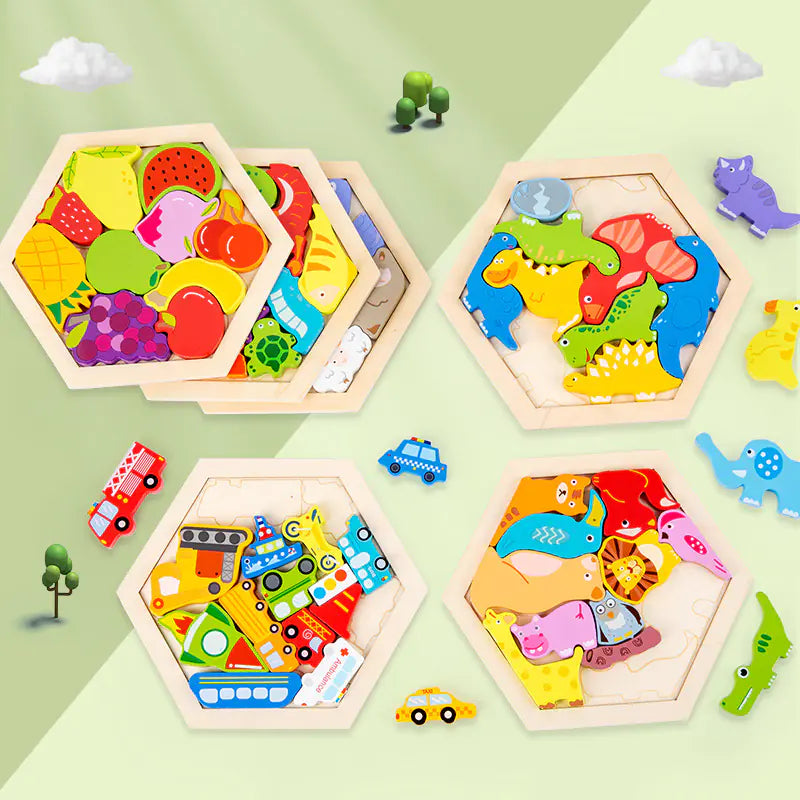 Montessori 3D Wooden Puzzles for Kids - Educational Toys