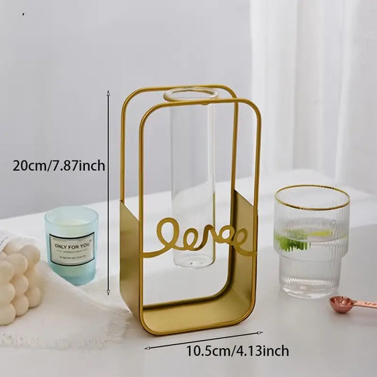 Nordic Metal and Glass Flower Vase