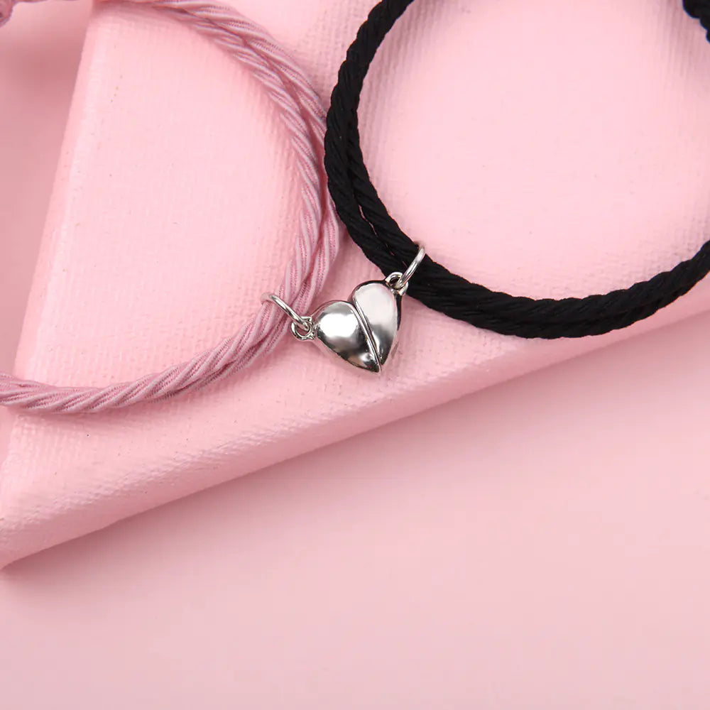 Heart Magnet Pendant Couple Friendship Bracelet