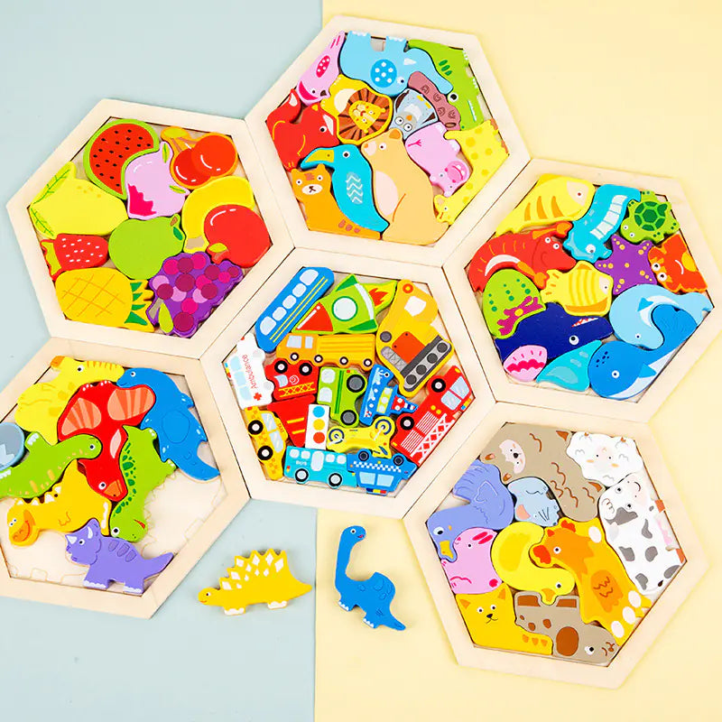 Montessori 3D Wooden Puzzles for Kids - Educational Toys