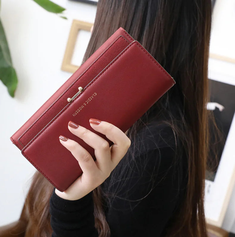 Women's Long Suede-Like Wallet