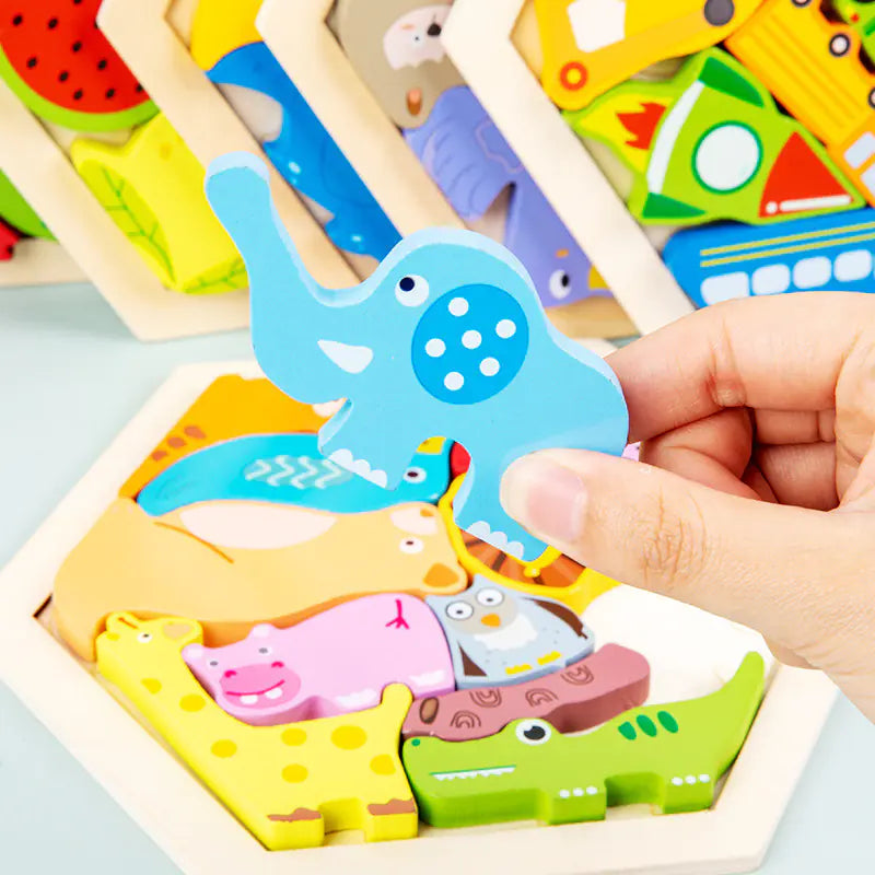 Montessori 3D Wooden Puzzles for Kids - Educational Toys