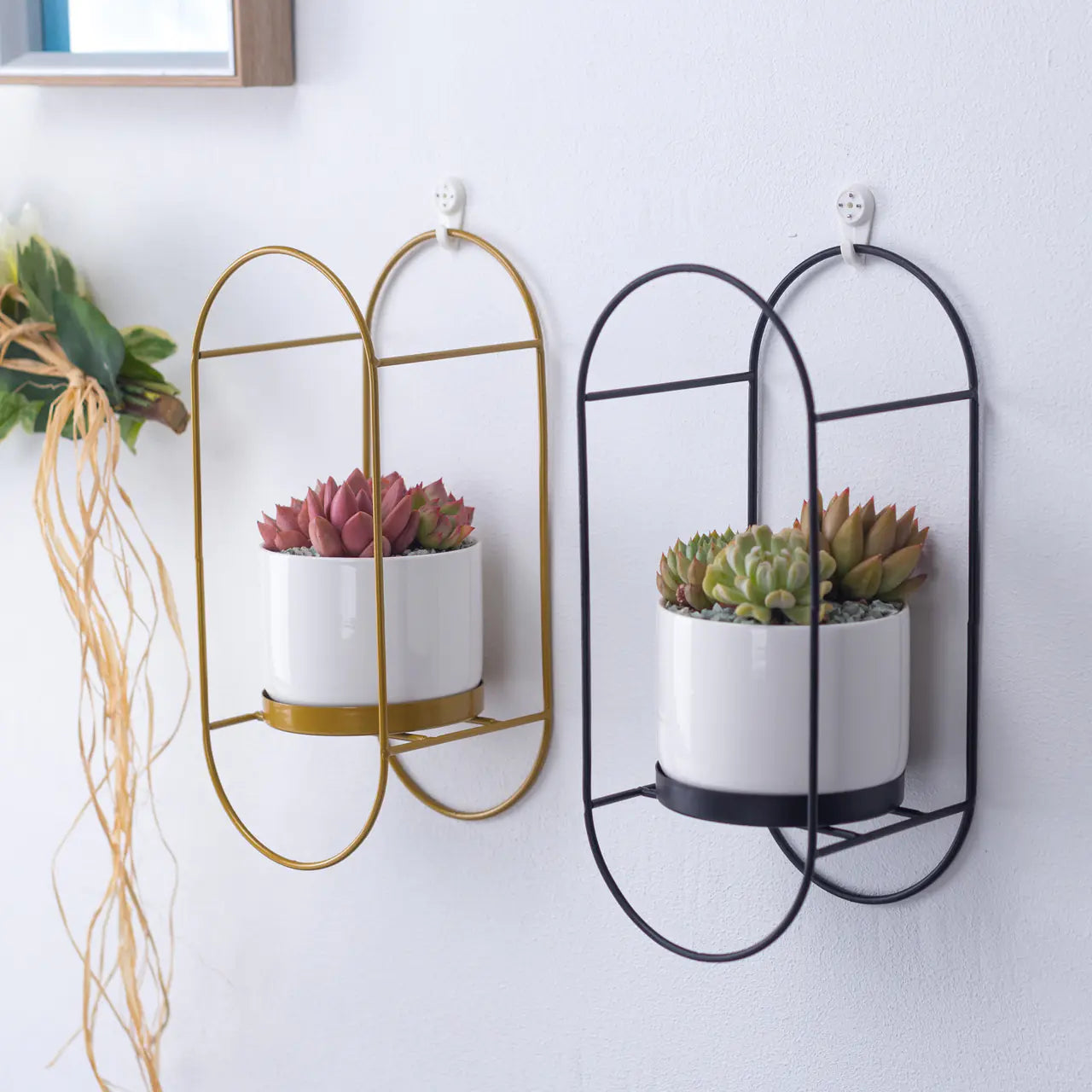 Ceramic Succulent Planter Set with Iron Stand