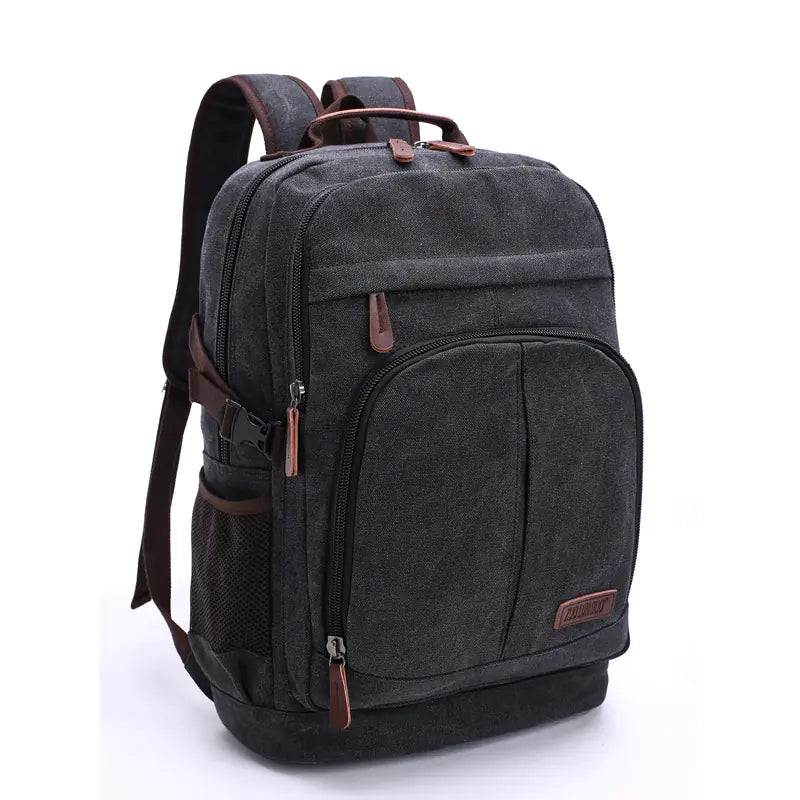 Double Front Pocket Canvas Backpack