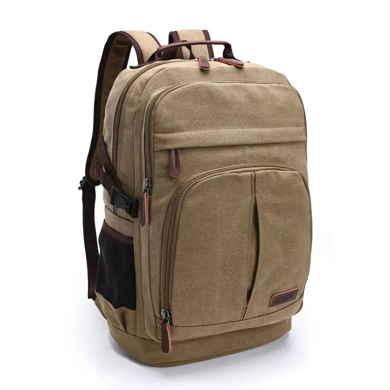 Double Front Pocket Canvas Backpack