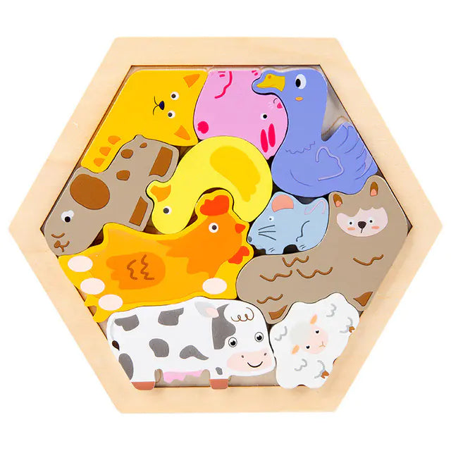 Montessori 3D Wooden Puzzles for Kids - Educational Toys