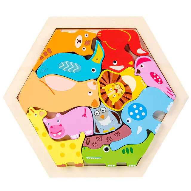 Montessori 3D Wooden Puzzles for Kids - Educational Toys