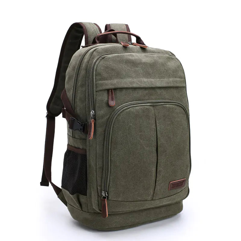 Double Front Pocket Canvas Backpack