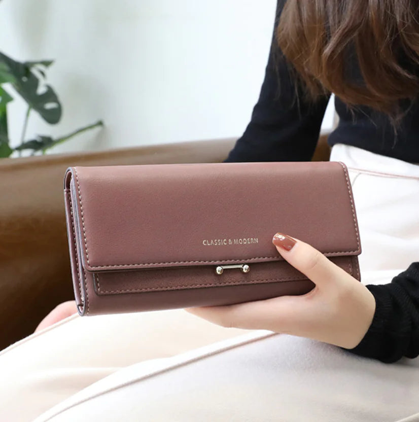 Women's Long Suede-Like Wallet