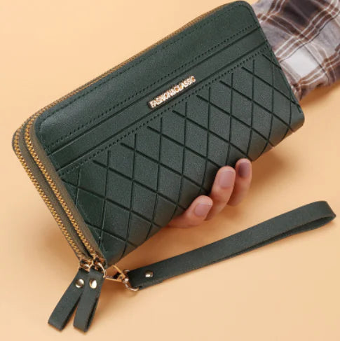 Double Zipper Clutch Wallet, Stylish Large Capacity Purse
