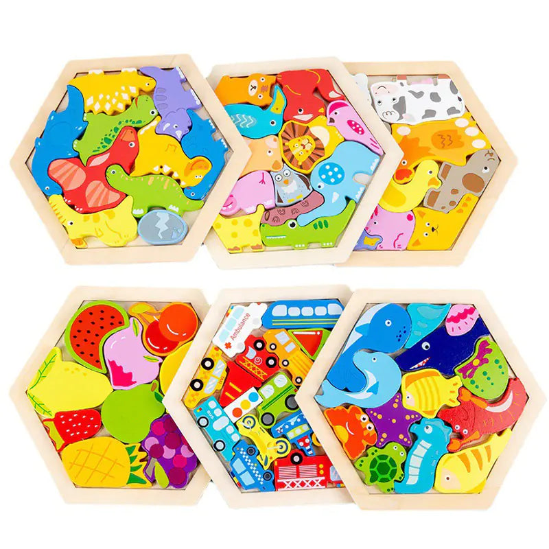 Montessori 3D Wooden Puzzles for Kids - Educational Toys