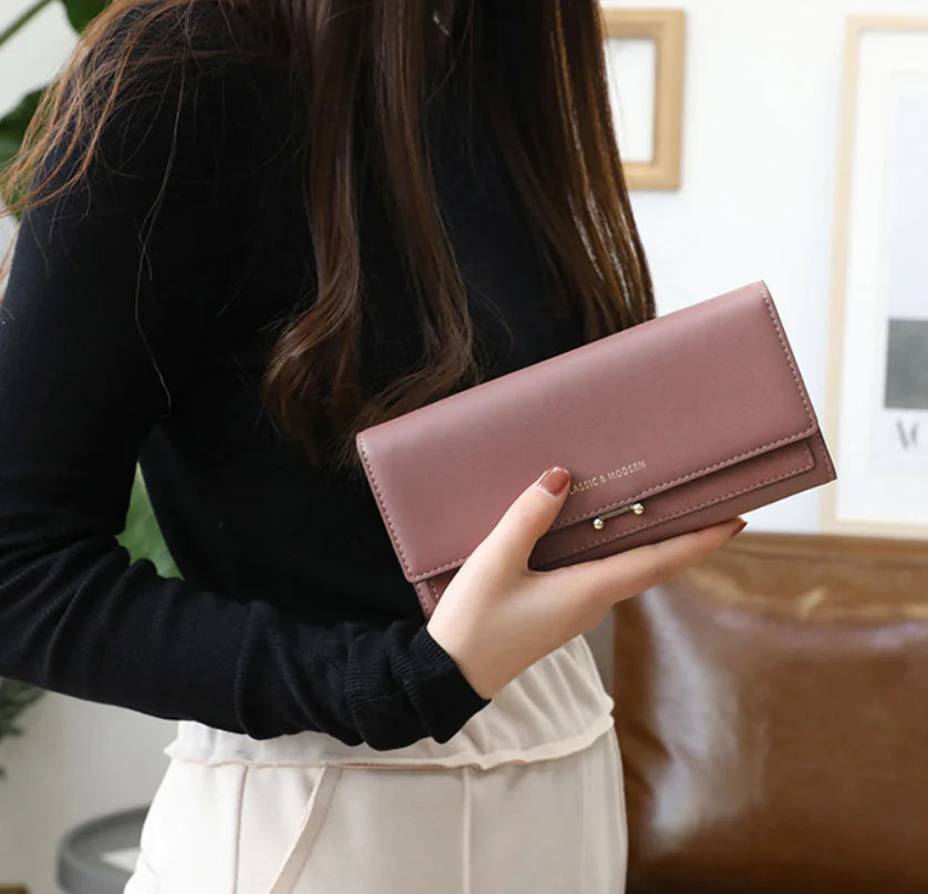 Women's Long Suede-Like Wallet