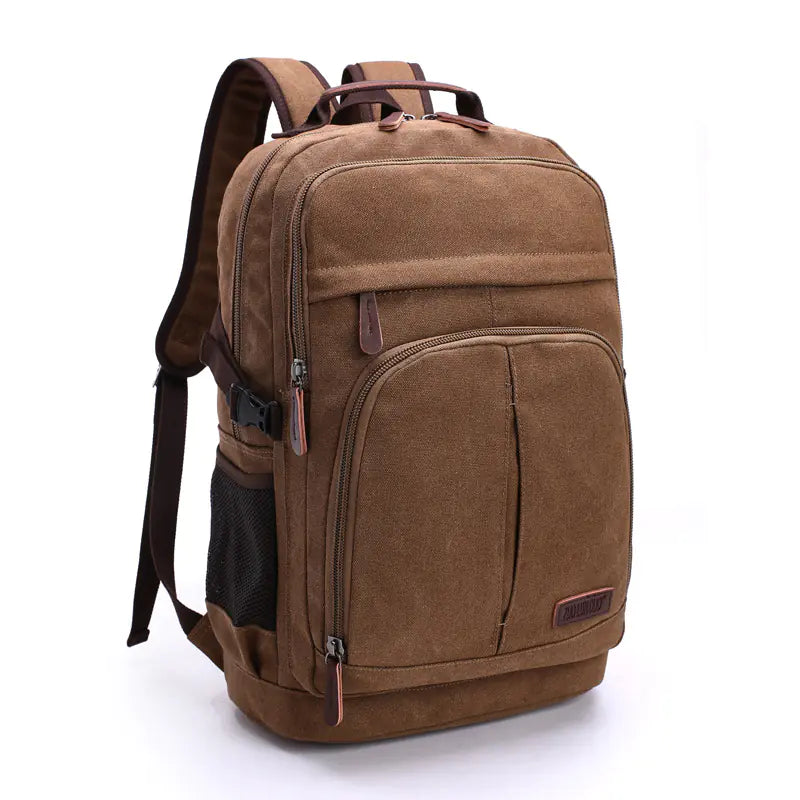 Double Front Pocket Canvas Backpack