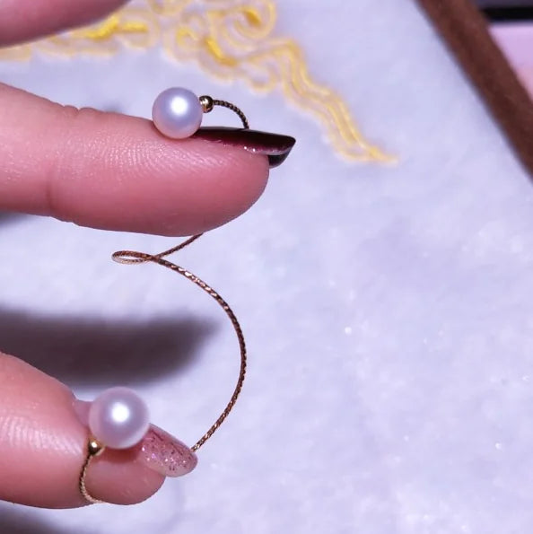 18K Gold Elastic Pearl Ring with Natural Freshwater Pearls