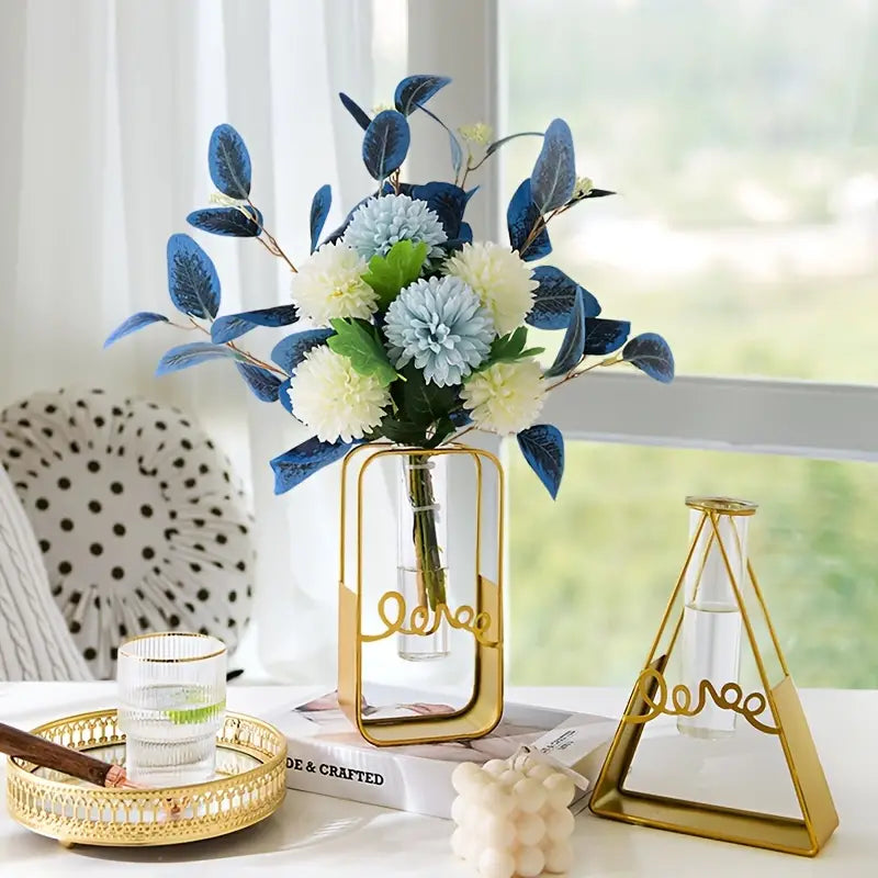 Nordic Metal and Glass Flower Vase