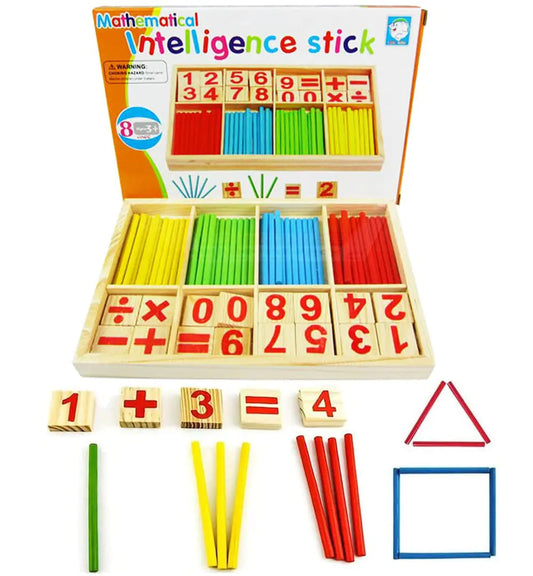 Counting Sticks Montessori Toys Math Educational Toy Wooden Intelligence Sticks Number Cards and Counting Rods with Box (Counting Sticks)