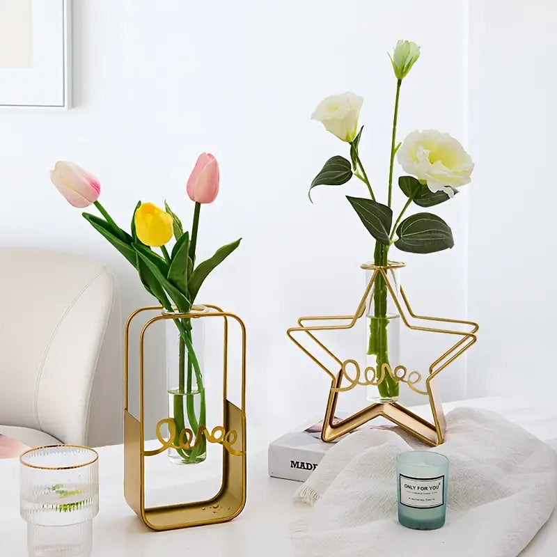 Nordic Metal and Glass Flower Vase