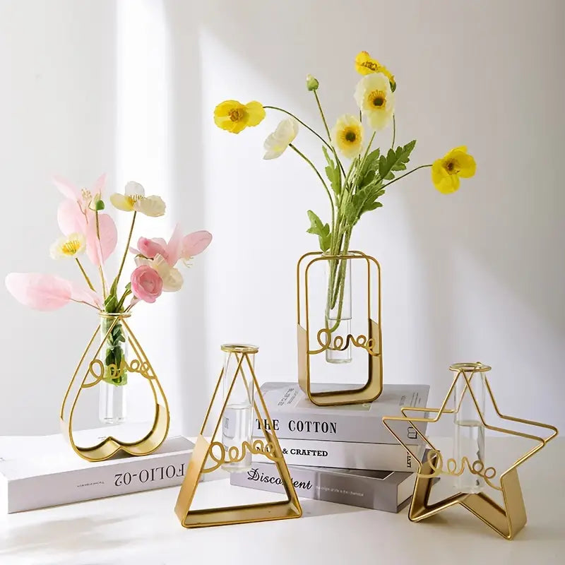 Nordic Metal and Glass Flower Vase