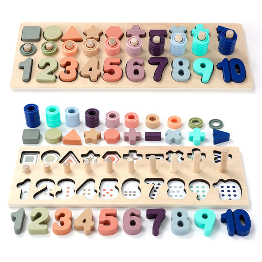 Toddler Montessori Toys Teaches Number Counting Math Stacking Fun Preschool Learning Activates for Boy and Girl | 1 Year Old Boy Gifts and Beyond! (Macaron)